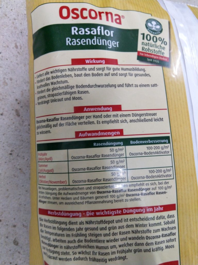 Oscorna Rasaflor Rasendünger - Wirkung, Anwendung & Aufwandmenge